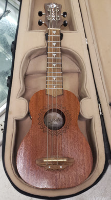 Luna UKE VMS EL Vintage Mahogany Soprano Ukulele A/E - Satin Natural
