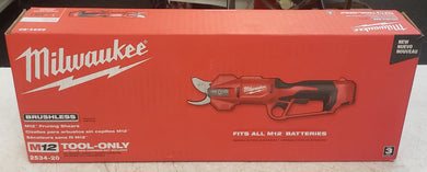 Milwaukee 2534-20 M12 12V Cordless Brushless Pruner Shears (Tool Only)