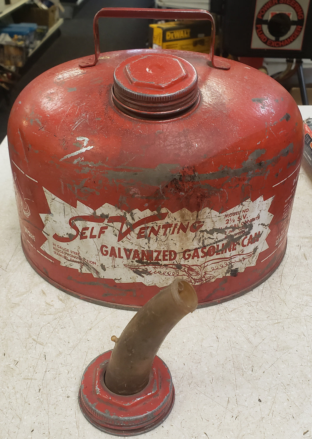 Vintage Eagle Self Venting Galvanized Metal 2-1/2 Gallon Gas Can