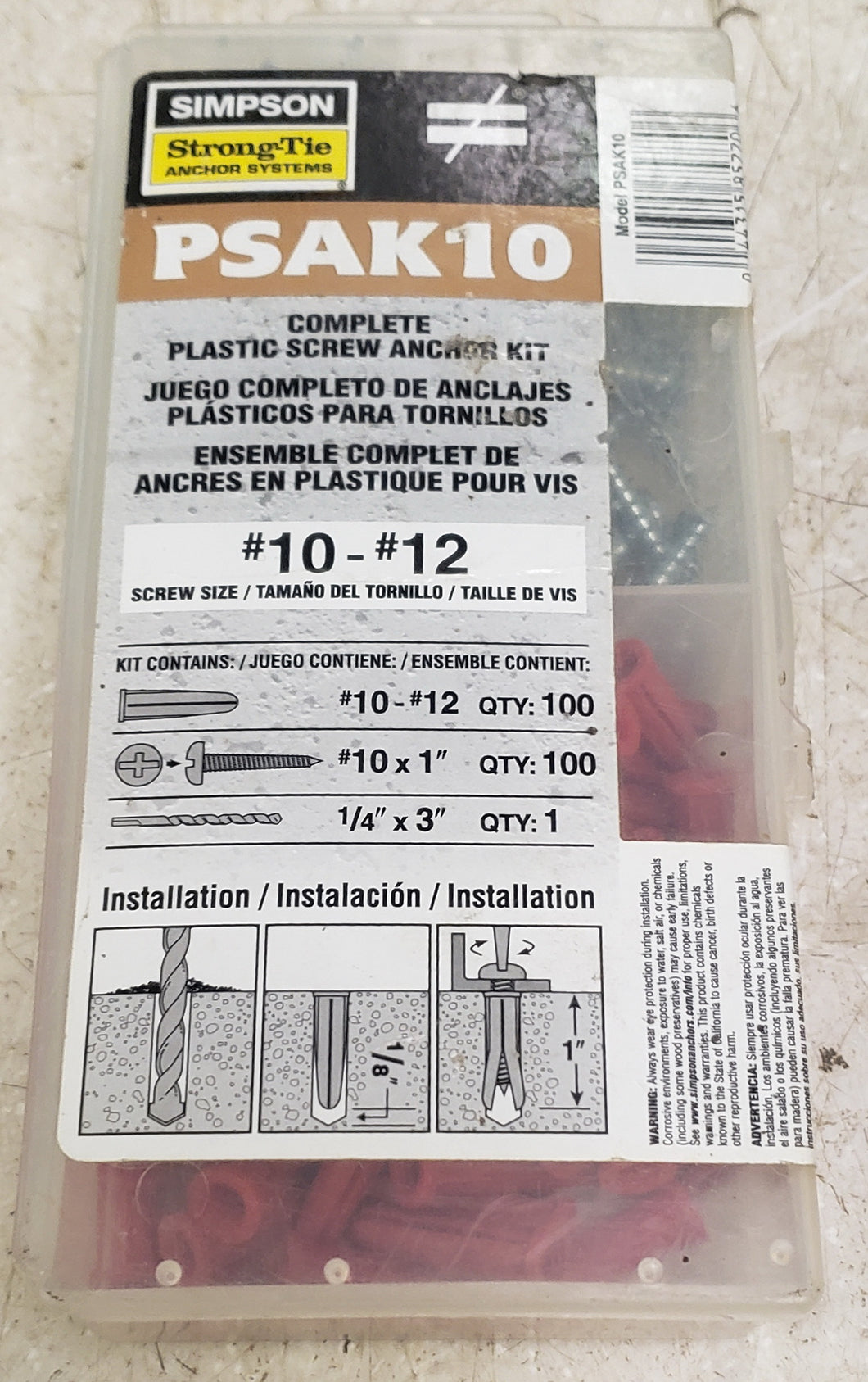 Simpson Strong-Tie PSAK10 #10 - #12 Plastic Screw Anchor
