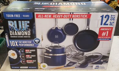 Blue Diamond 12-Piece Ceramic Toxin-Free Enhanced Non-Stick Cookware Set
