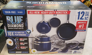 Blue Diamond 12-Piece Ceramic Toxin-Free Enhanced Non-Stick Cookware Set