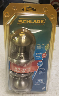 Schlage F51SK V GE 619 Georgian Satin Nickel Keyed Entry Door Knob