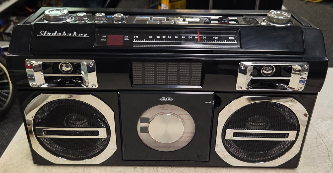 Studebaker SB2145B 80s Retro Street Bluetooth Boom Box with FM Radio & CD Player - Black