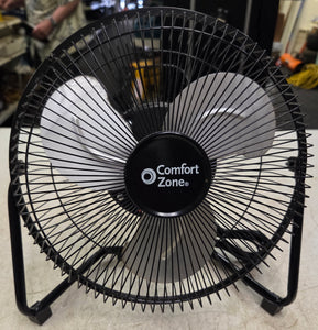 Comfort Zone CZHV9BDG 9" 120V 3-Speed High Velocity Indoor Black Personal Fan