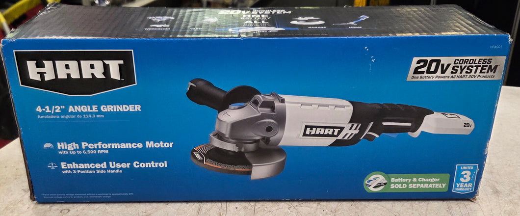 HART HPAG01 20-Volt Cordless 4 1/2-inch Angle Grinder (Battery Not Included)