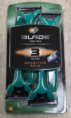 Blade for Men 3-Blade Sensitive Skin Disposable Razors 8-Pack
