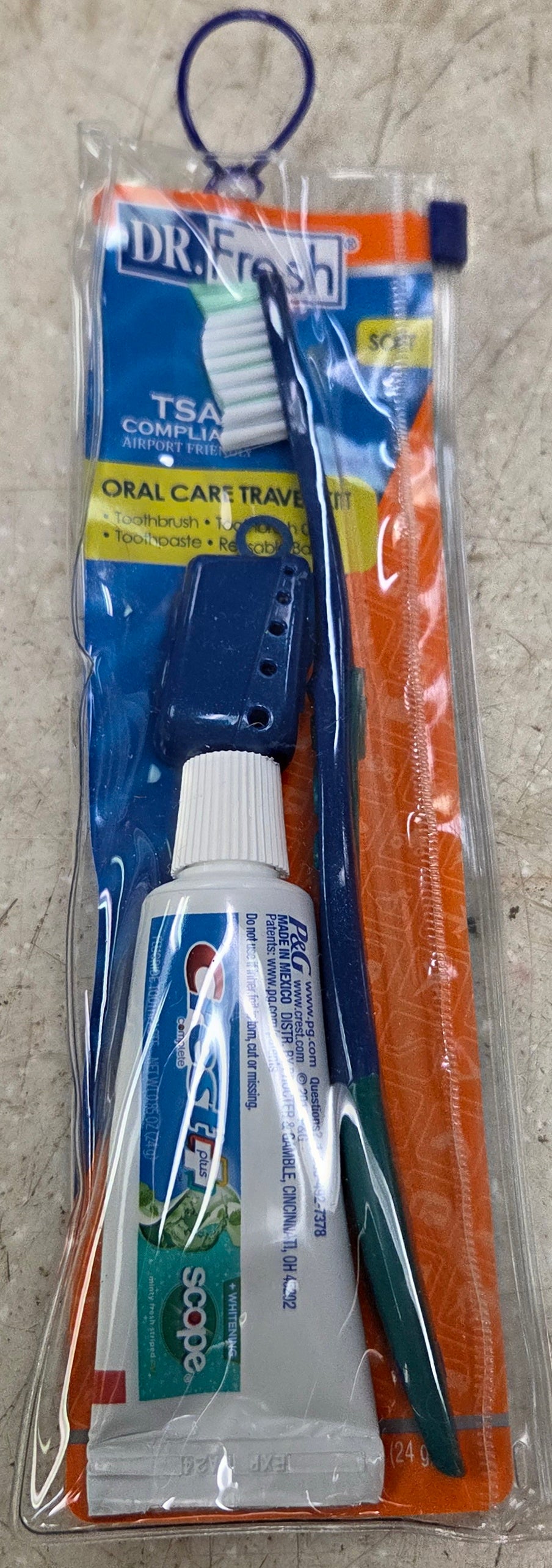 Dr. Fresh Travel Kit Crest/Colgate Toothpaste-Brush-Cover
