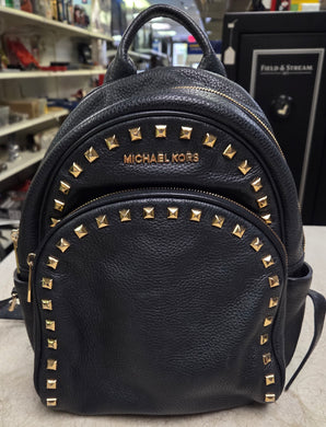 Michael Kors Abbey Pebbled Leather Backpack - Black