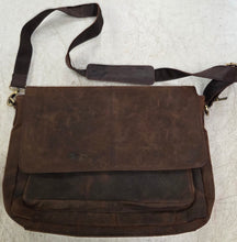 Load image into Gallery viewer, Brown Leather Messenger Bag for Laptop/Brief Case (strap damaged) (10.5" H x 15.5" W x 4.5" D)