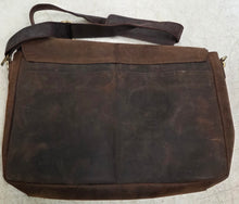 Load image into Gallery viewer, Brown Leather Messenger Bag for Laptop/Brief Case (strap damaged) (10.5" H x 15.5" W x 4.5" D)
