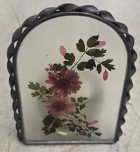 Load image into Gallery viewer, Vintage Pressed Flower Votive Candle Holder with Pewter Frame