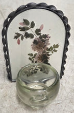 Load image into Gallery viewer, Vintage Pressed Flower Votive Candle Holder with Pewter Frame