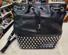 Load image into Gallery viewer, Michael Kors Dottie Studded Leather Bucket Bag - Black