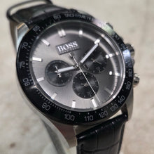 Load image into Gallery viewer, Hugo Boss Ikon 1513177 Grey Dial Black Leather Strap Men's Watch