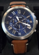 Load image into Gallery viewer, Fossil FS5151 Grant Light Brown Leather Strap Blue Dial Men's Watch