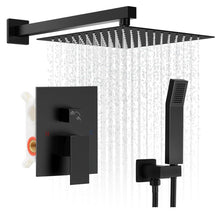 Load image into Gallery viewer, RNDIOZD 10" Matte Black Rain Shower Faucet Set  with Handheld Sprayer