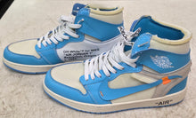 Load image into Gallery viewer, Nike Air Jordan 1 Retro High Off-White University Blue Sneakers - size 9.5 (AQ0818-148)