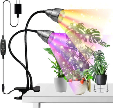 GHodec Full Spectrum Dual Head Desk Clip Grow Light for Indoor Plants
