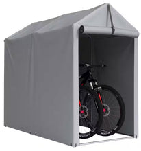 Load image into Gallery viewer, Tozey T-PS22-0058-GY 3&#39; W x 6&#39; D x 5&#39; H Peak-Style Silver Portable Garage Shelter for Bike and Patio Storage w/ Roll-up Zipper Door