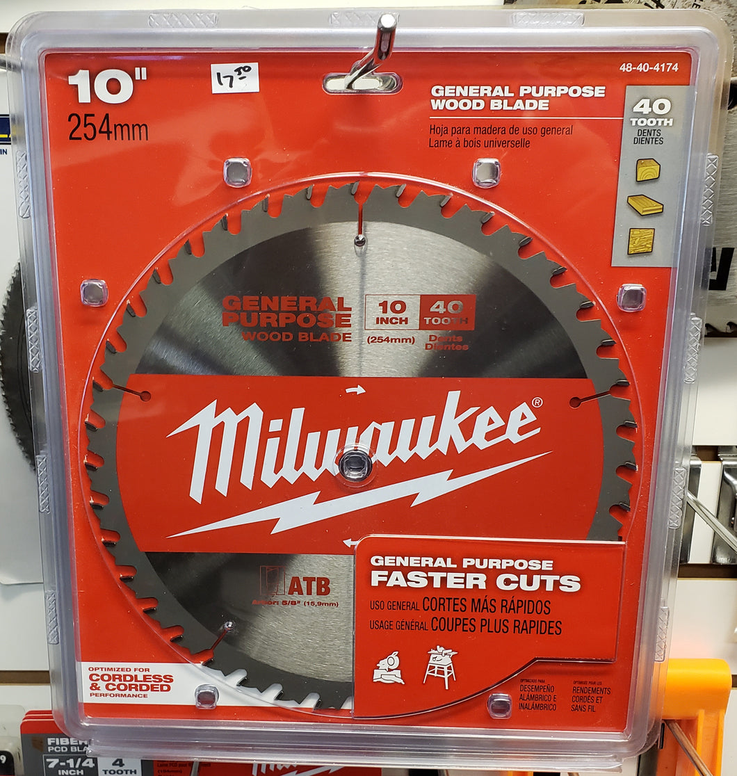 Milwaukee 48-40-4174 10 in. x 40 Teeth General Purpose Cutting Circular Saw Blade