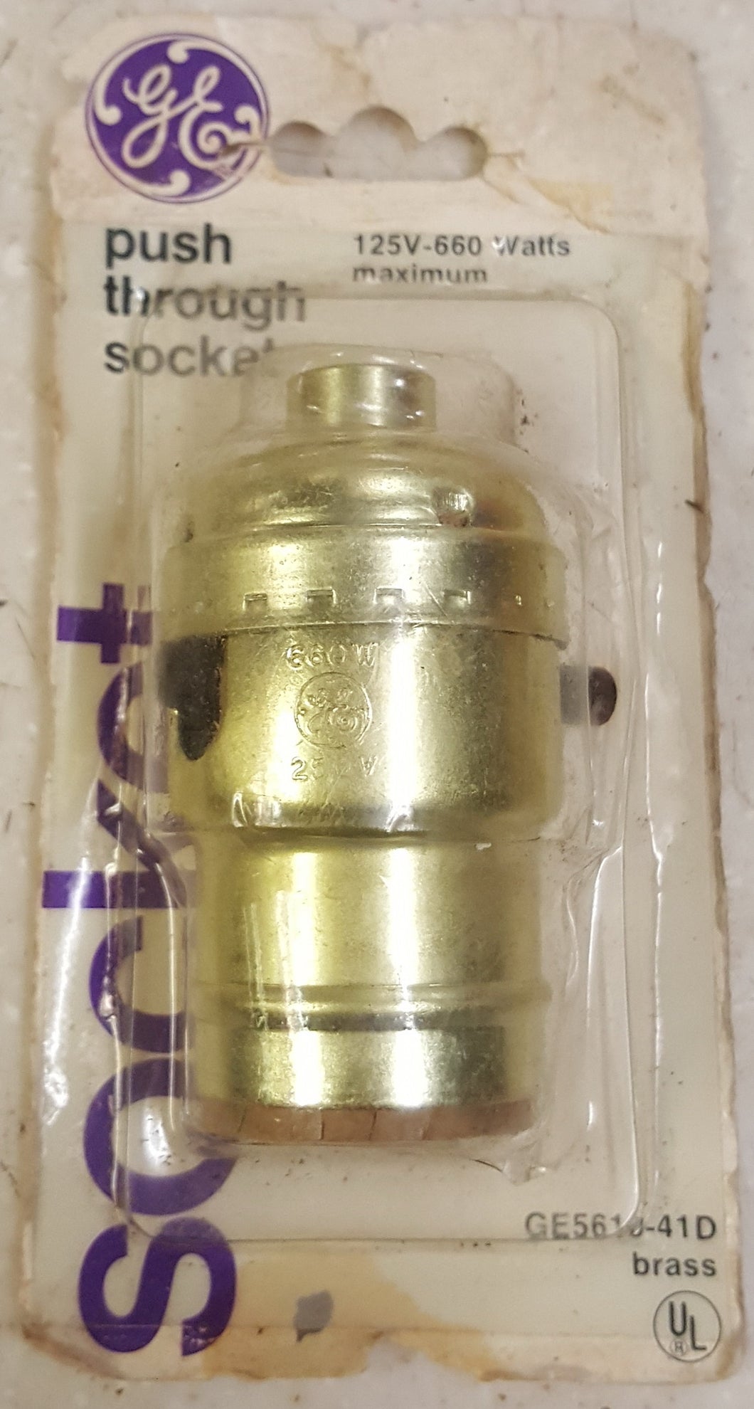 GE Push-Through Lamp Brass Socket - Gold
