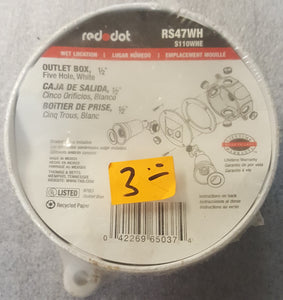 Thomas & Betts Red Dot  RS47WH S110WHE 1/2" Outlet Box