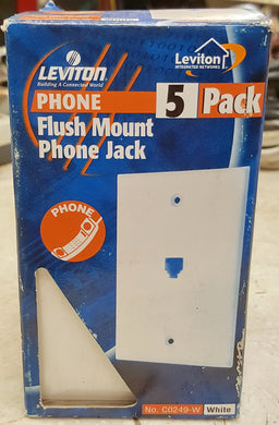 Leviton White 4-Wire Phone Jack Wallplates RJ11 Modular Telephone C0249-W 5-Pack