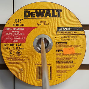DeWALT DW8726 6" Cutting Wheel