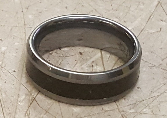 Tungsten Carbide Ring with Black Carbon Fiber Inlay - size 10
