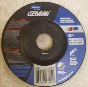 Norton Gemini Depressed Center Abrasive Wheel, Type 27, Aluminum Oxide, 7/8" Arb