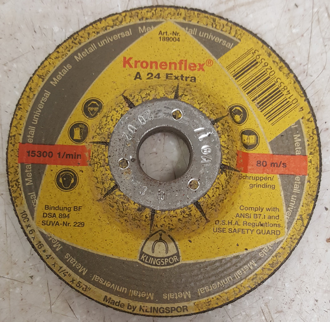 Klingspor 189004 Kronenflex Grinding Discs A 24 Extra 4 X 1/4 X 5/8 (inch)