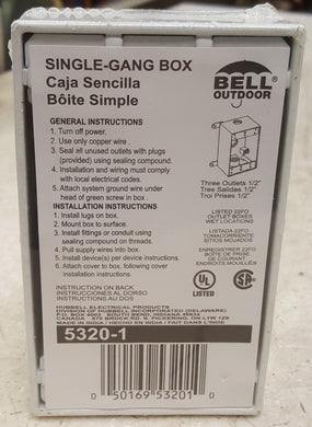 Bell 5320-1 Single Gang White Weatherproof Box with Three 1/2 in. Outlets