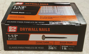 Grip-Rite 112CTDDW1 #13 x 1-1/2 in. Zinc-Coated Drywall Nails (1 lb.-Pack)