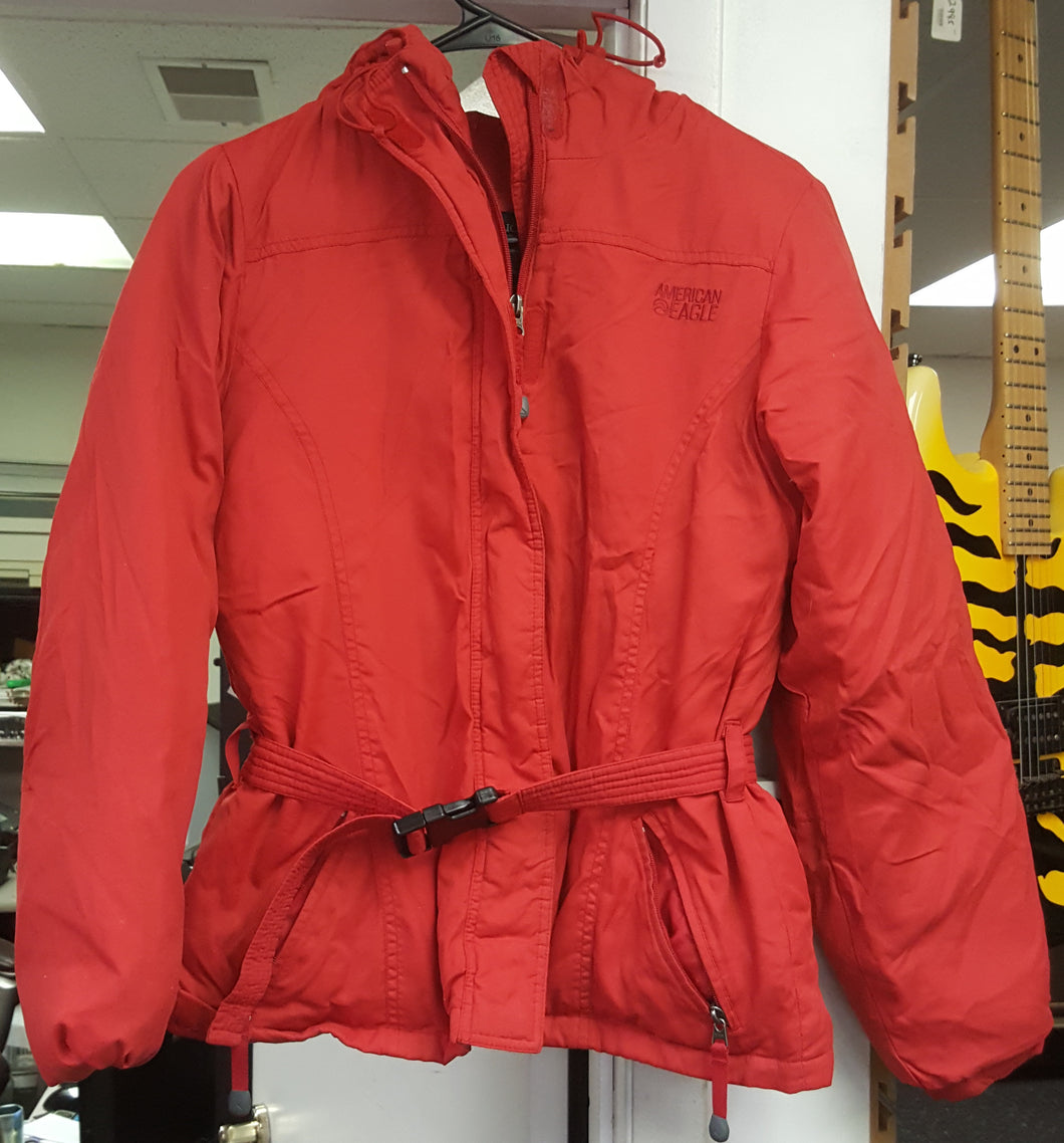 American Eagle Outfitters Shelter Series Girls size small Red Winter Jacket with Belt