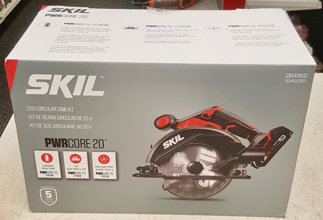 SKIL CR540602 PWR CORE 20 20-volt 6-1/2-in Cordless Circular Saw Circular Saw (1-Battery Charger Included)