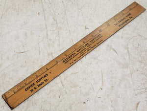 Vintage Business Machine Supplies Washington PA 15" Double-Sided Wood Ruler