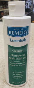 Medline REMEDY Essentials Cleanser Shampoo & Body Wash Gel 8 oz