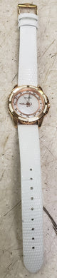 Bulova 98P119 Classic Women's Rose Gold Mother-of-Pearl Dial Watch Diamond Watch with White Leather Band