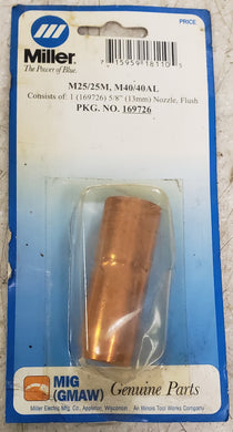 Miller Electric 169726 Slip-On Nozzle; 5/8 Inch Bore, For MIGmatic M-25 and M-40 Series MIG Guns