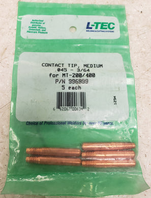 L-Tec 996999 .045 - 3/64 for MT-200/400 Medium Contact Tip 5-Pack