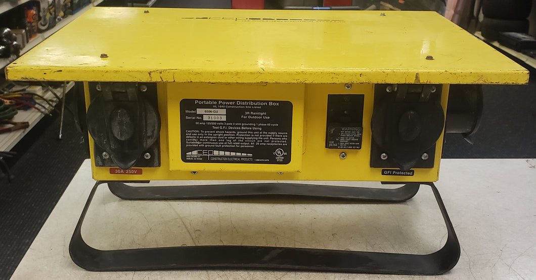 Construction Electrical Products CEP 6506-GU 50A 125/250V Temporary Spider-Power Box U-Ground - Yellow