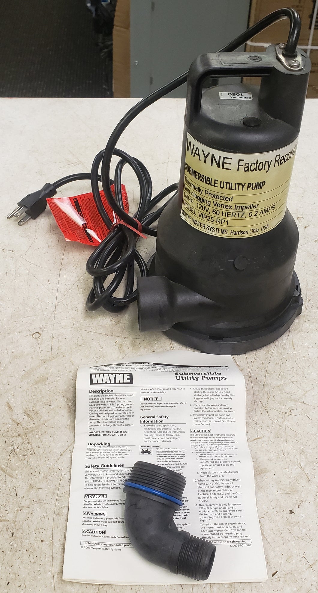 Wayne VIP25 1/2HP 30 GPM Reinforced Thermoplastic Submersible Sump Pump - Factory Reconditioned