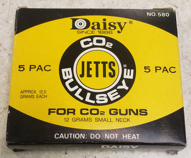 Vintage Daisy 580 Jetts Bullseye CO2 Cartridge 5-Pack