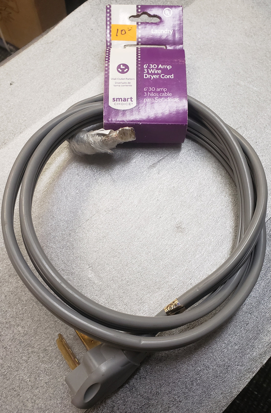 Smart Choice 5304492440 6' 3 Wire 30A 250v Dryer Power Cord