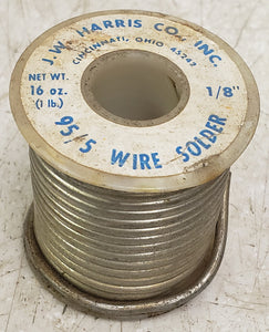 Vintage J.W. Harris 1 Lb 1/8" 95/5 Wire Plumbing Solder