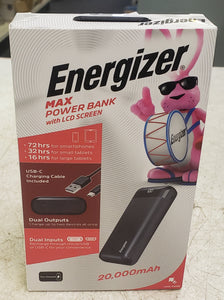 Energizer UE20068 MAX 20,000mAh High Speed Universal Portable Charger/Power Bank with LCD Display