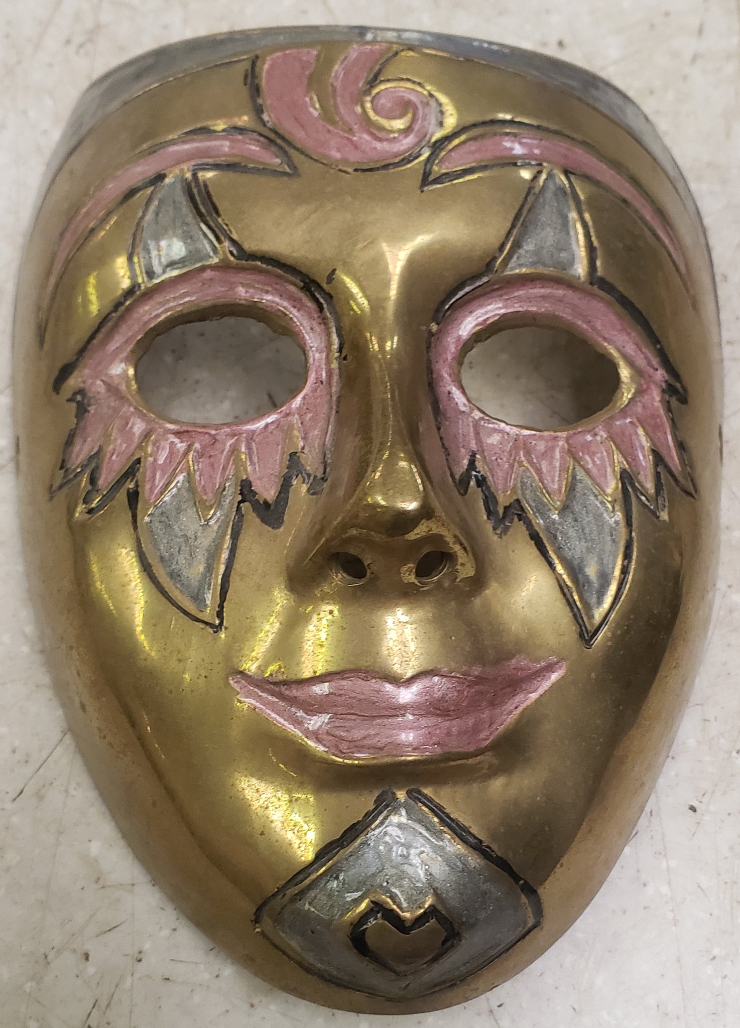Vintage Remco Decorative Metal Mask - Made in India (5-3/4 x 4-1