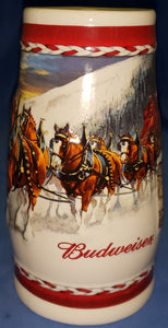2010 Budweiser Holiday Beer Stein / Mug Clydesdales "Dashing Through the Snow"