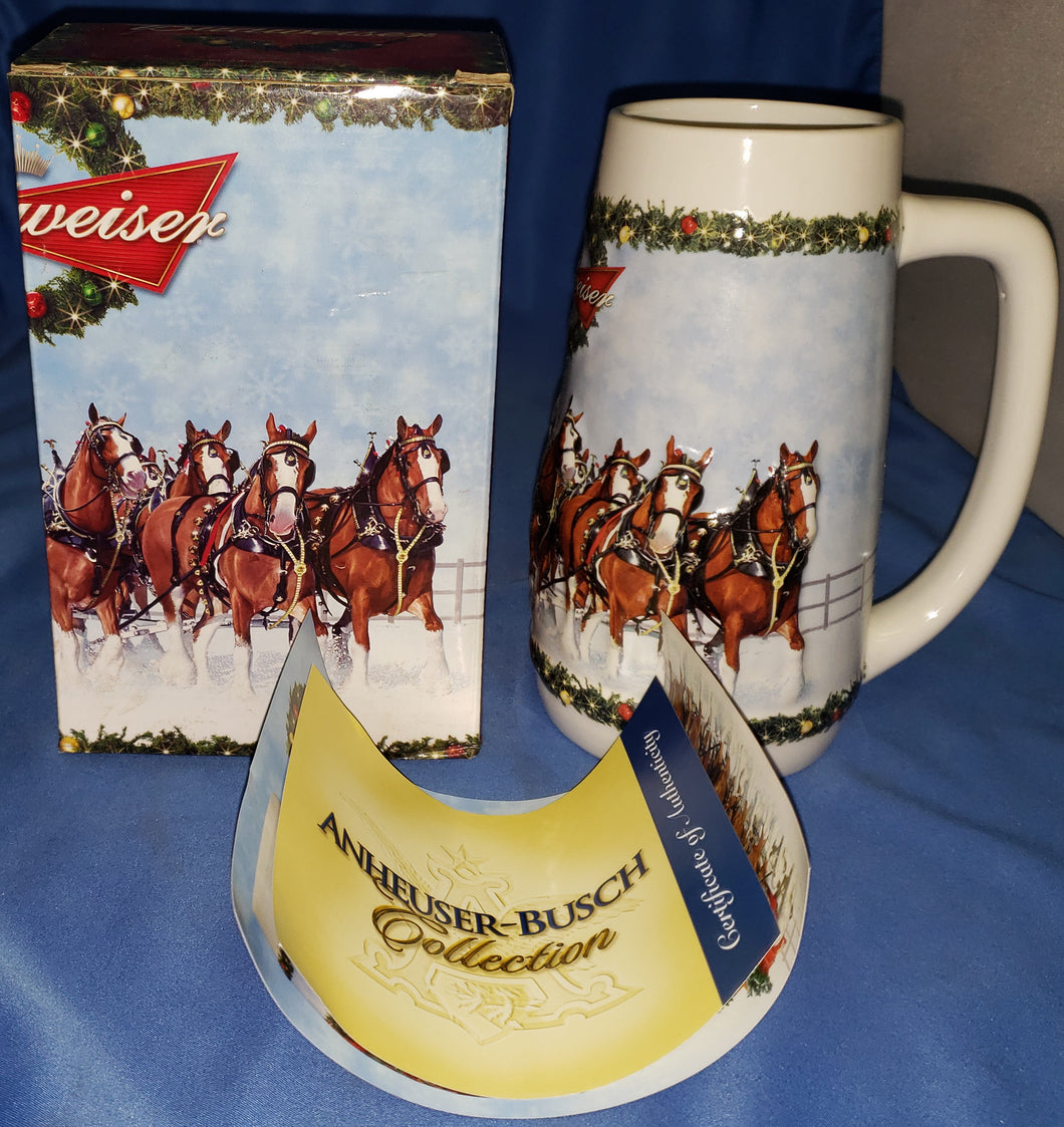 2009 Budweiser Holiday Beer Stein / Mug Clydesdales 